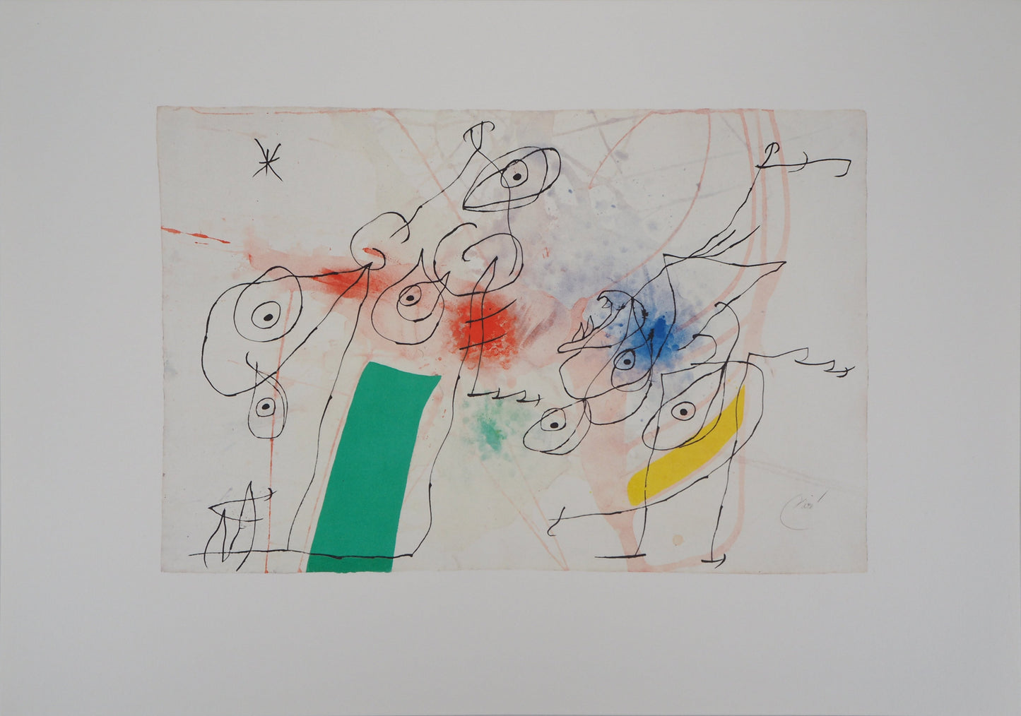 Joan MIRO : Femme et oiseau dans la nuit - Lithographie signée