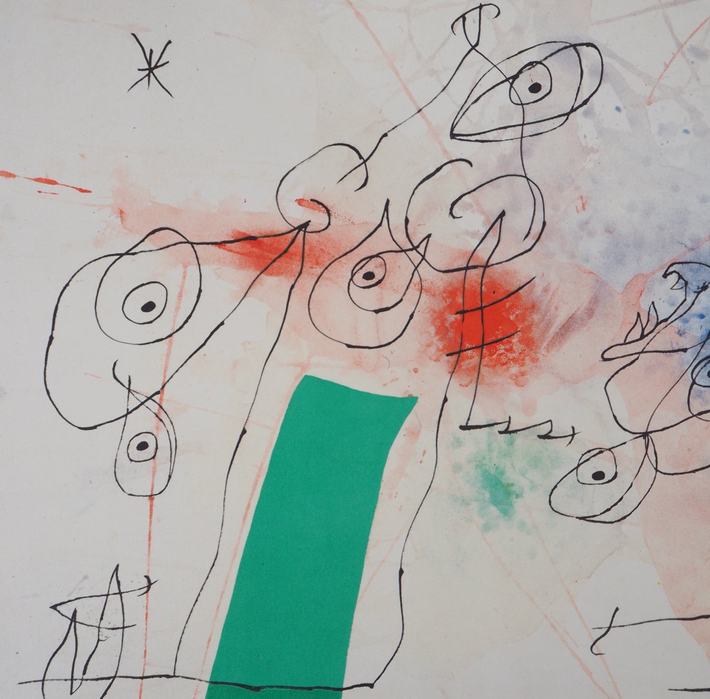 Joan MIRO : Femme et oiseau dans la nuit - Lithographie signée