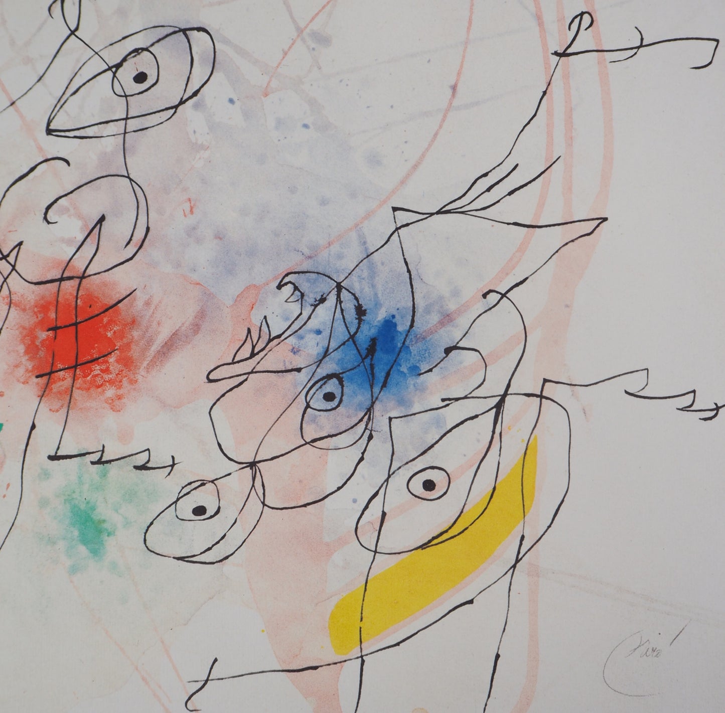 Joan MIRO : Femme et oiseau dans la nuit - Lithographie signée