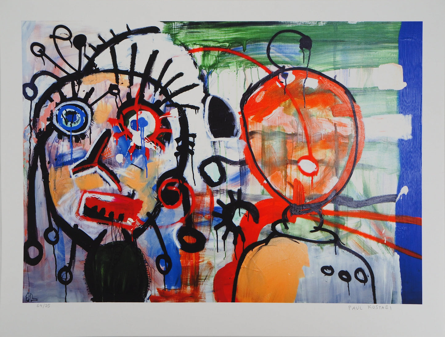 Paul KOSTABI : Femme et son ami le robot - Giclée originale signée