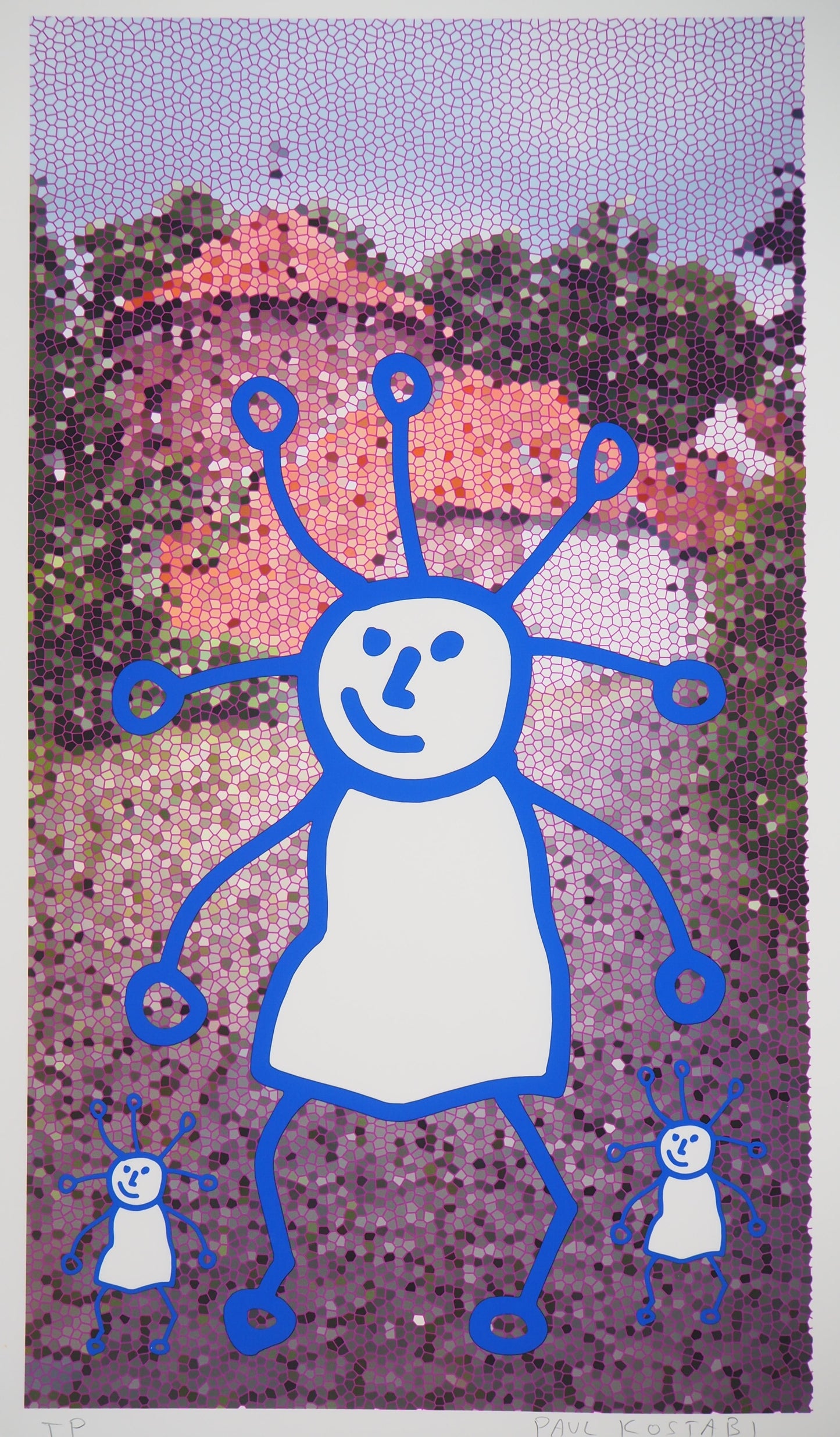 Paul KOSTABI : Mère et ses enfants - Giclée originale signée