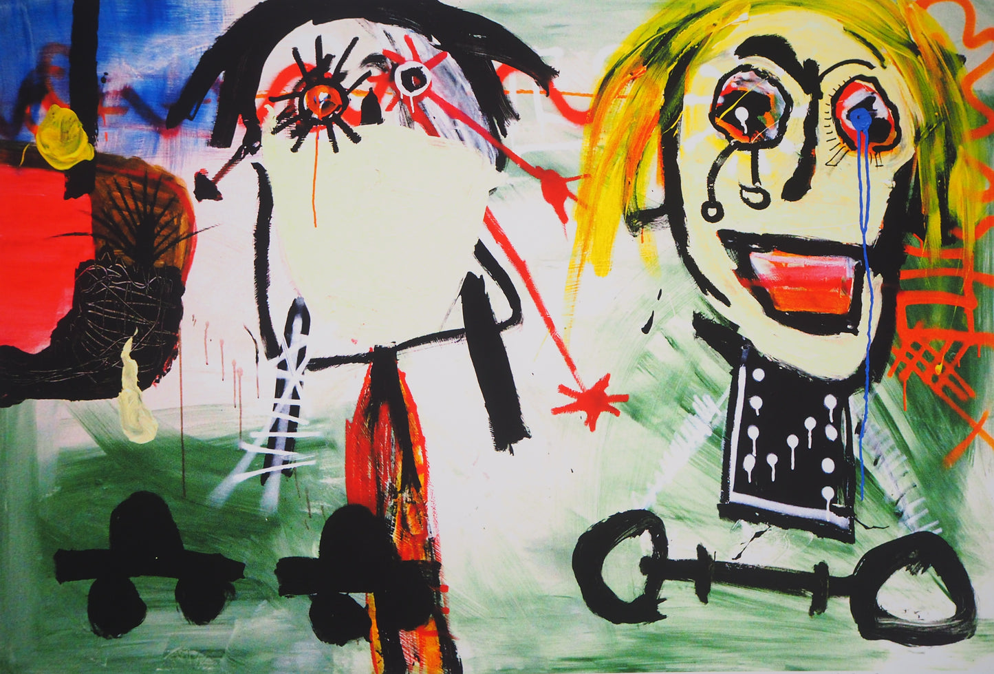 Paul KOSTABI : Deux enfants aux petites voitures - Giclée originale signée