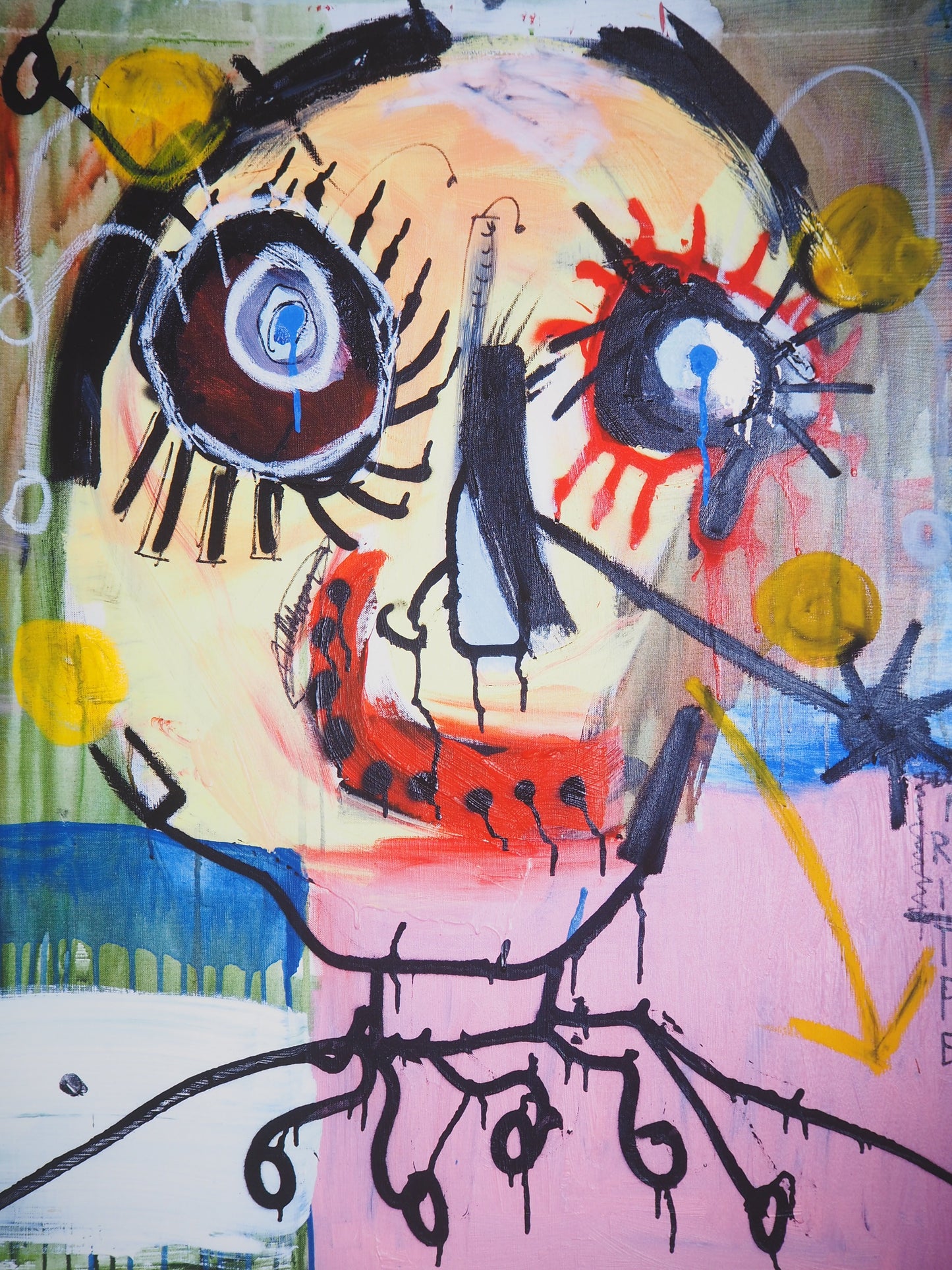 Paul KOSTABI : Jeune fille au collier - Giclée originale signée