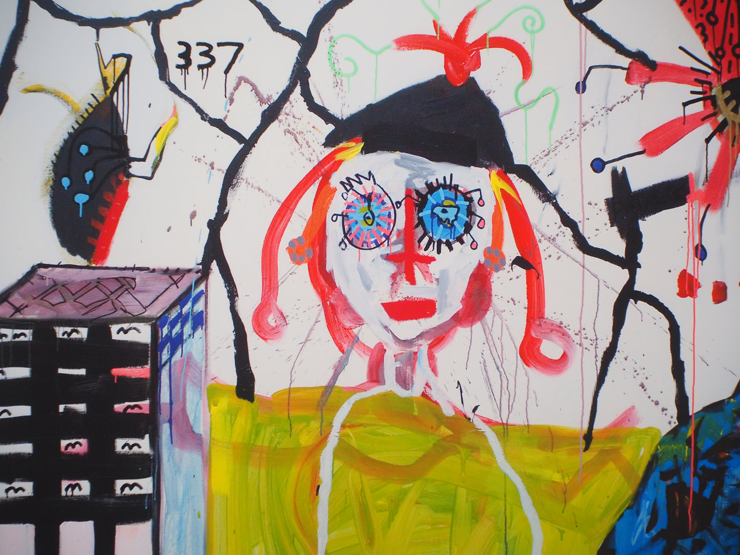 Paul KOSTABI : Femme aux cheveux roses - Giclée originale signée