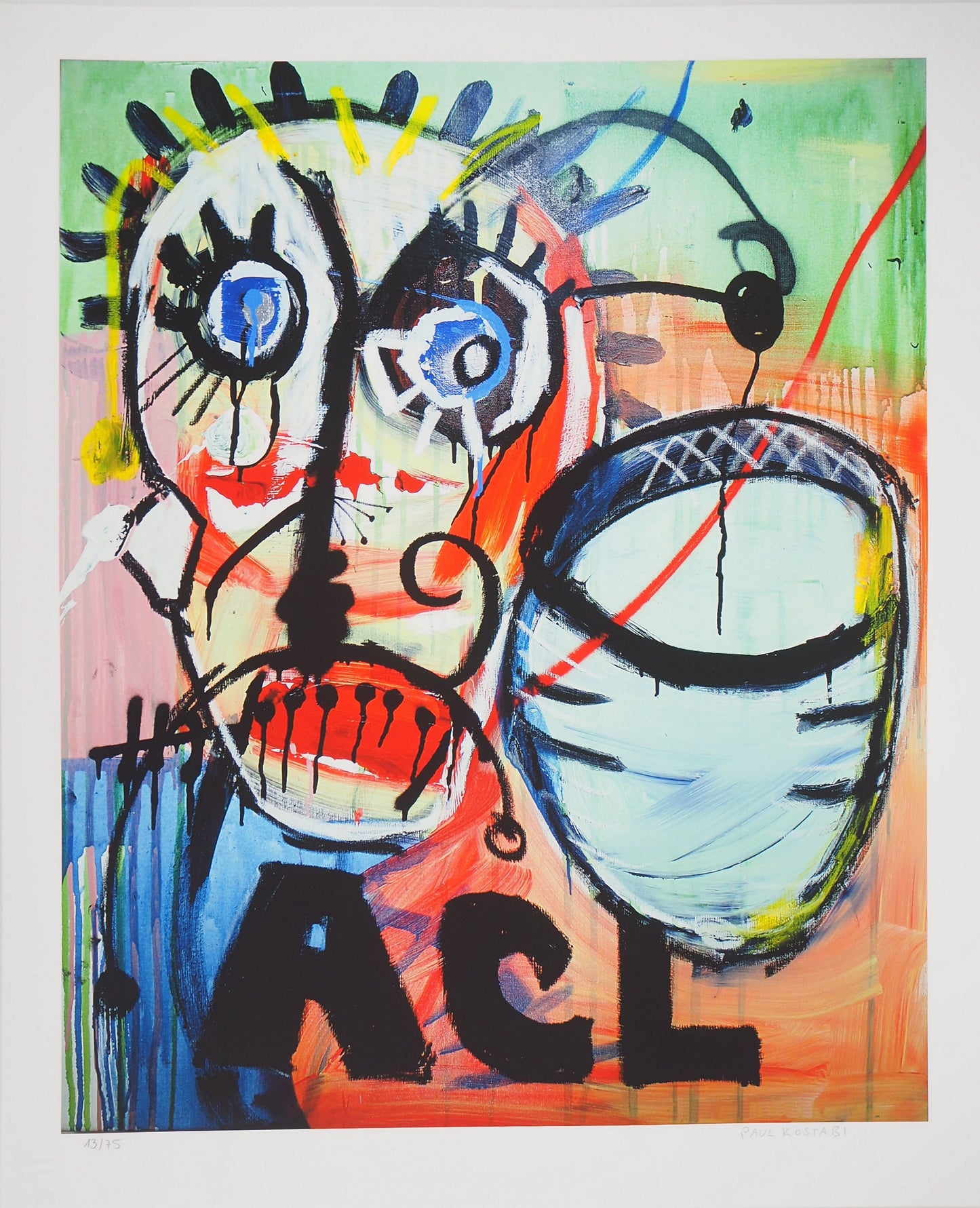 Paul KOSTABI : Homme à la moustache - Giclée originale signée