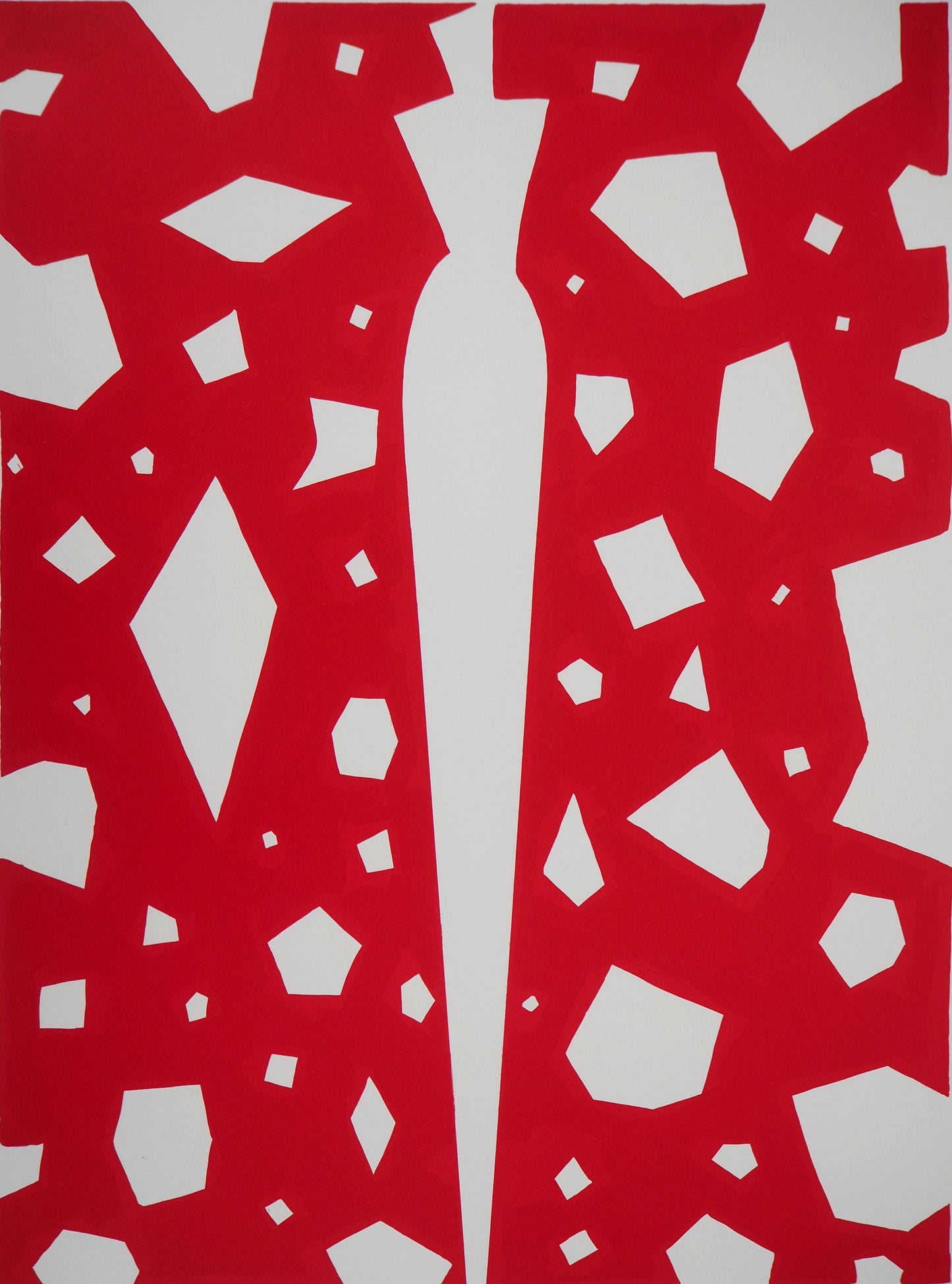 Aki KURODA : Femme mystérieuse sur fond rouge - Lithographie signée