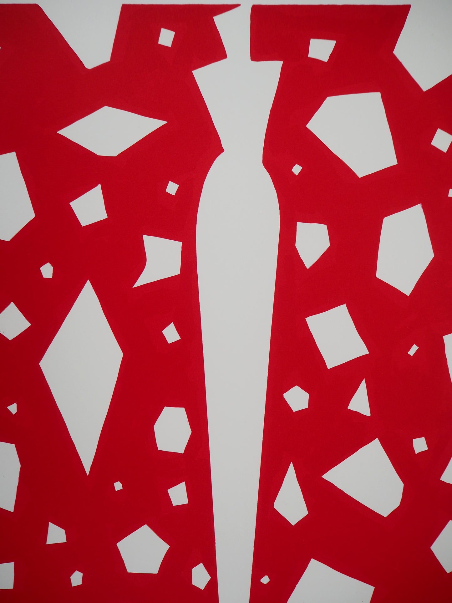 Aki KURODA : Femme mystérieuse sur fond rouge - Lithographie signée