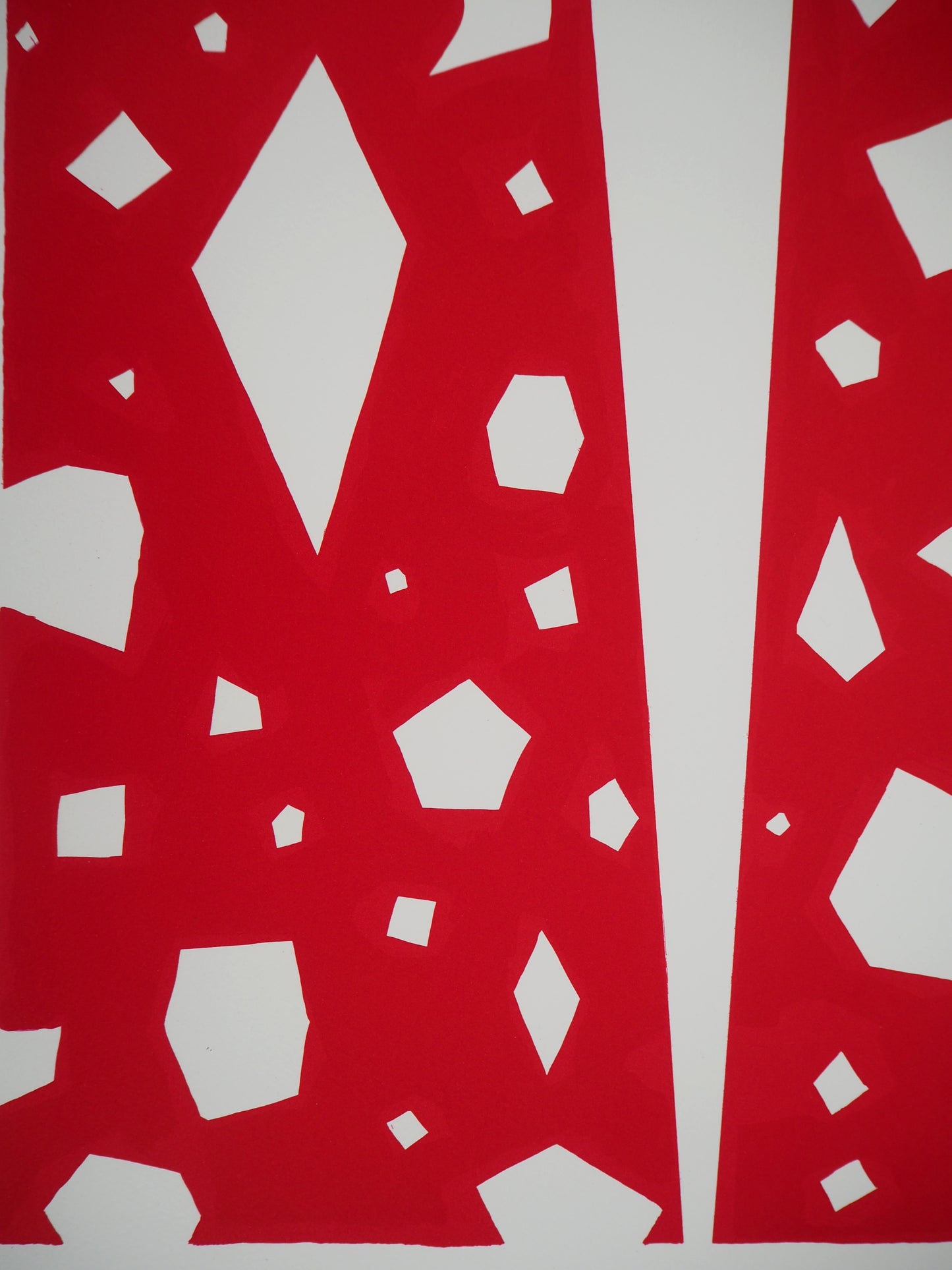 Aki KURODA : Femme mystérieuse sur fond rouge - Lithographie signée