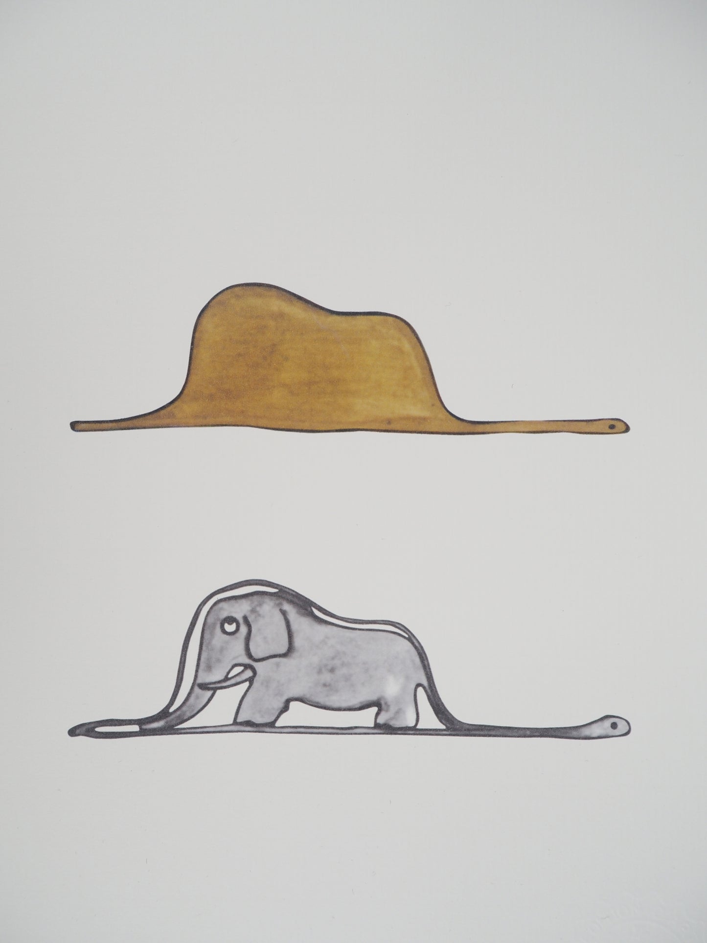 Antoine DE SAINT EXUPERY : Le Petit Prince, un éléphant dans un chapeau - Lithographie
