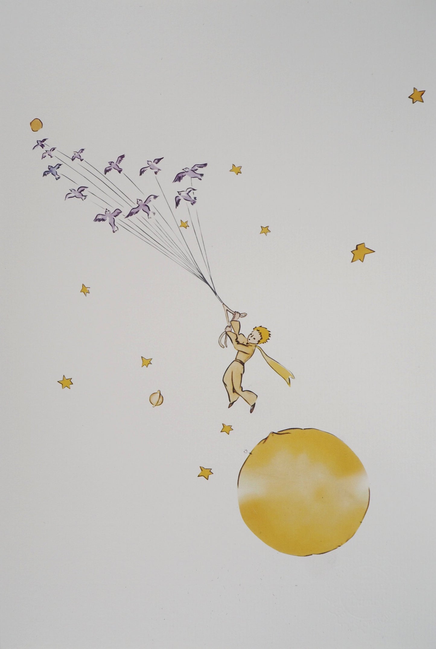 Antoine DE SAINT EXUPERY : L'envol du Petit Prince et des oiseaux - Lithographie