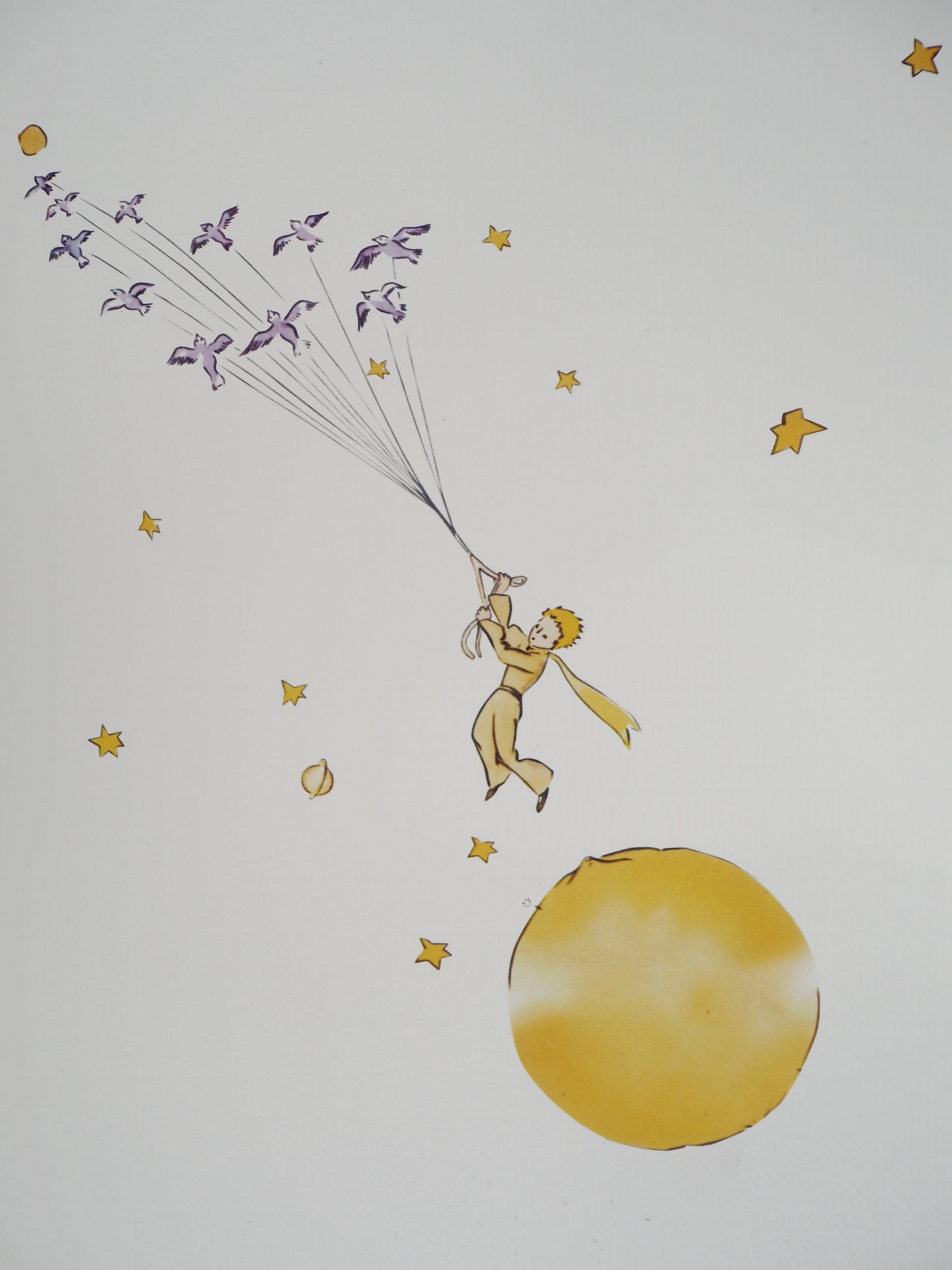 Antoine DE SAINT EXUPERY : L'envol du Petit Prince et des oiseaux - Lithographie