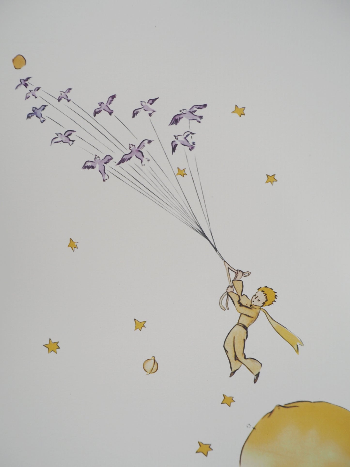 Antoine DE SAINT EXUPERY : L'envol du Petit Prince et des oiseaux - Lithographie