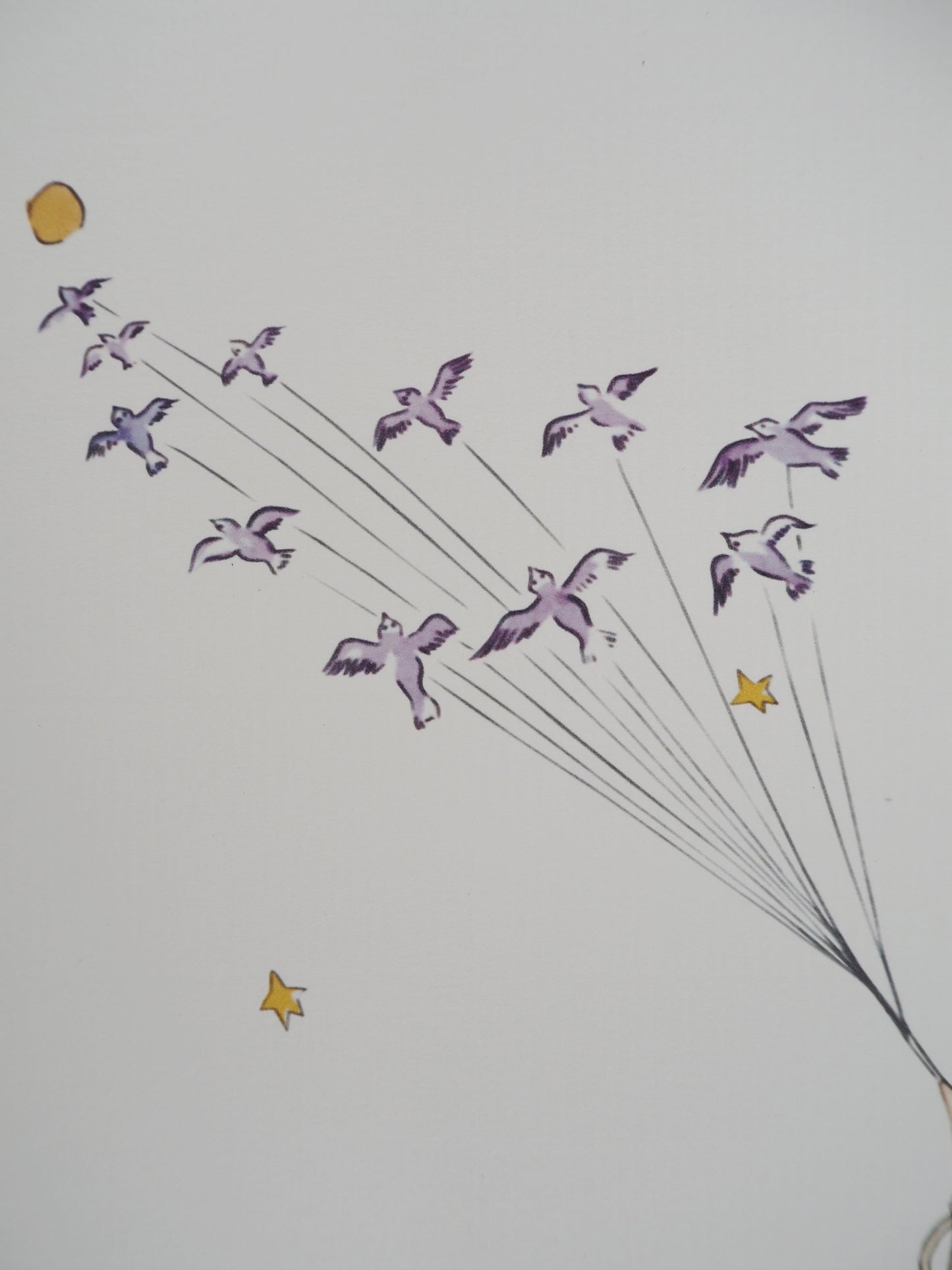 Antoine DE SAINT EXUPERY : L'envol du Petit Prince et des oiseaux - Lithographie