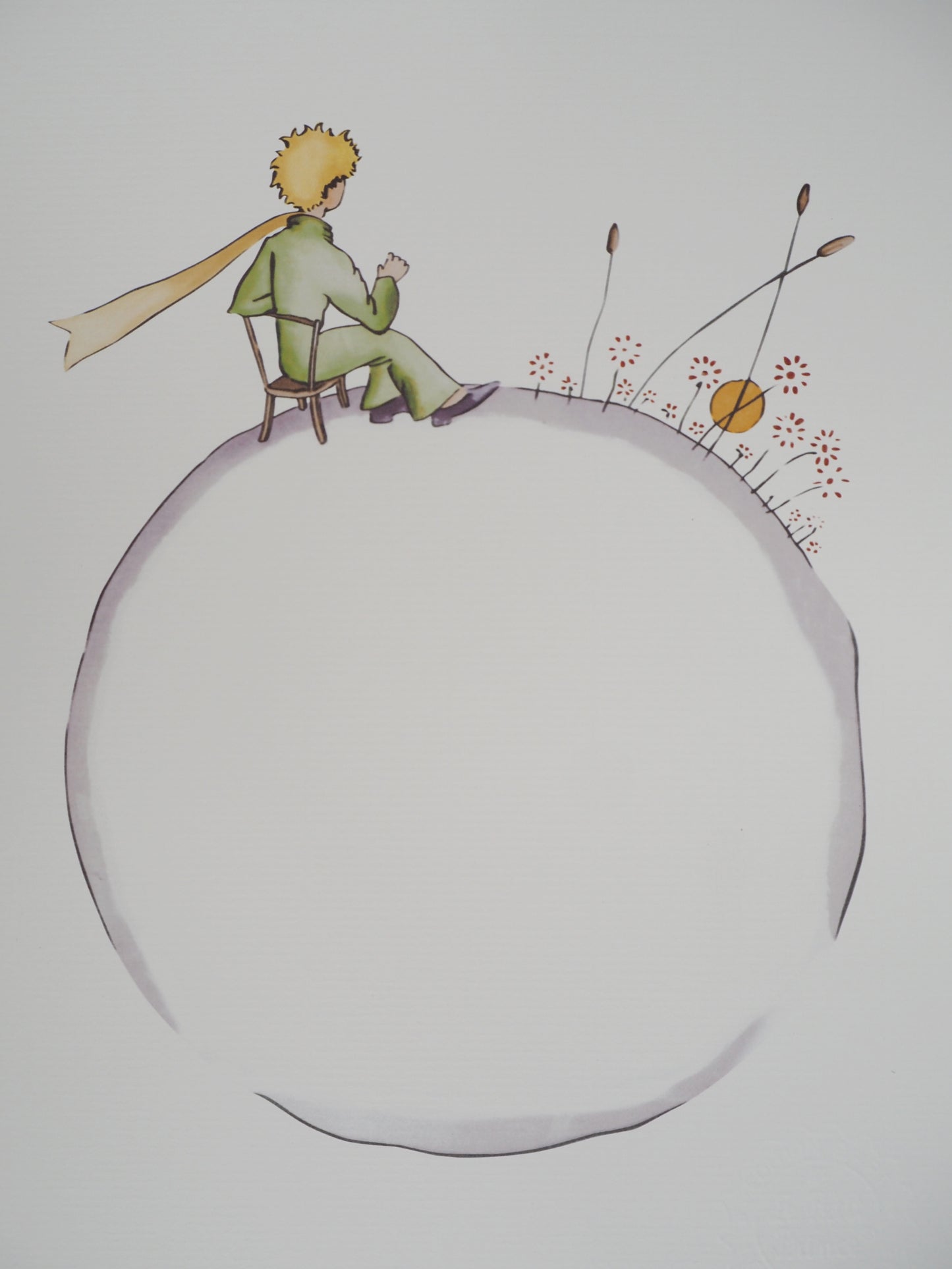 Antoine DE SAINT EXUPERY : Le Petit Prince sur la planète fleurie - Lithographie