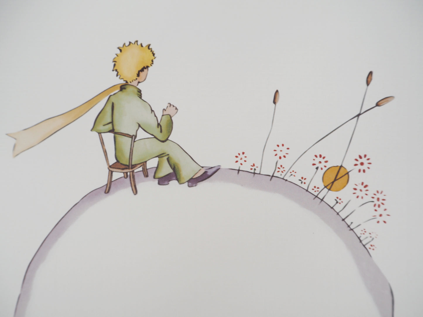 Antoine DE SAINT EXUPERY : Le Petit Prince sur la planète fleurie - Lithographie