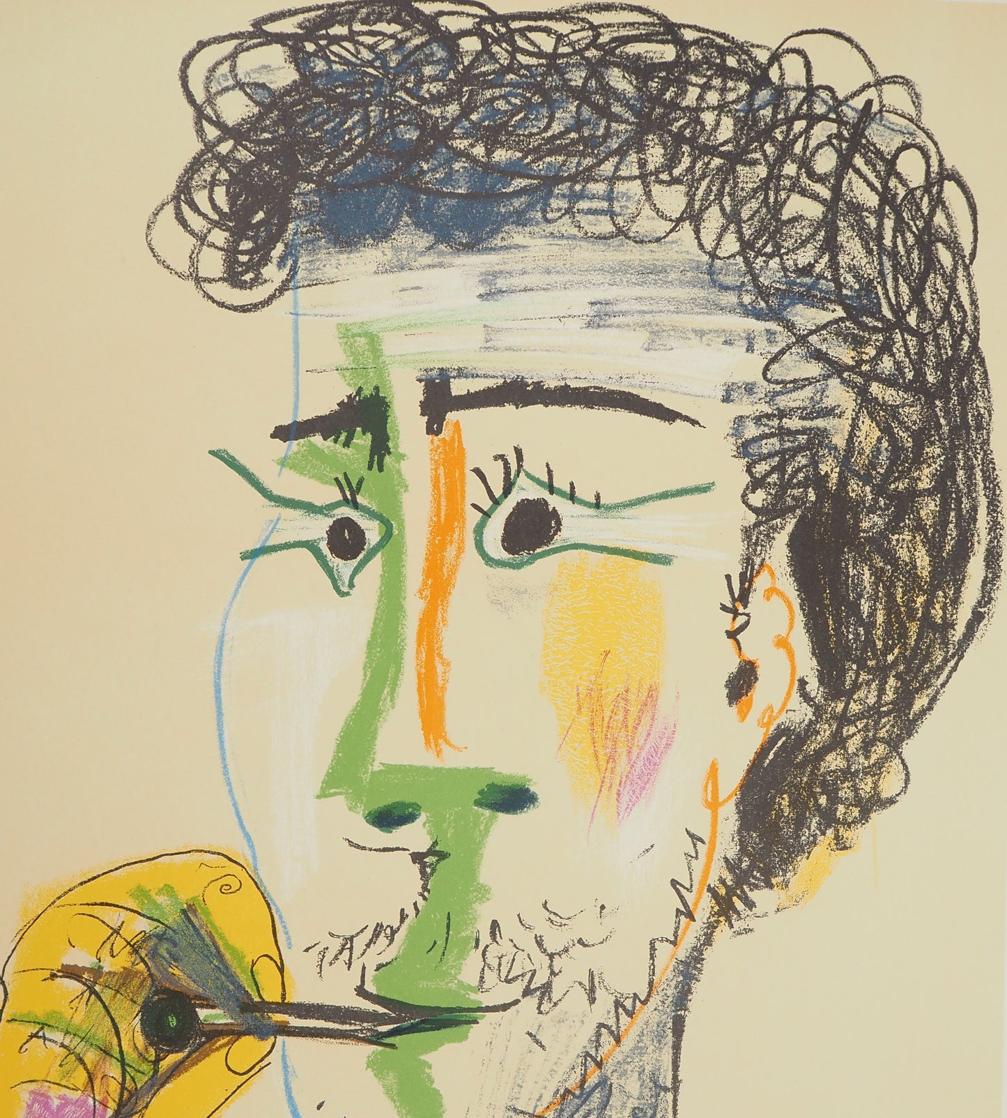 Pablo PICASSO : Homme à la marinière et à la cigarette - Lithographie signée (1966)