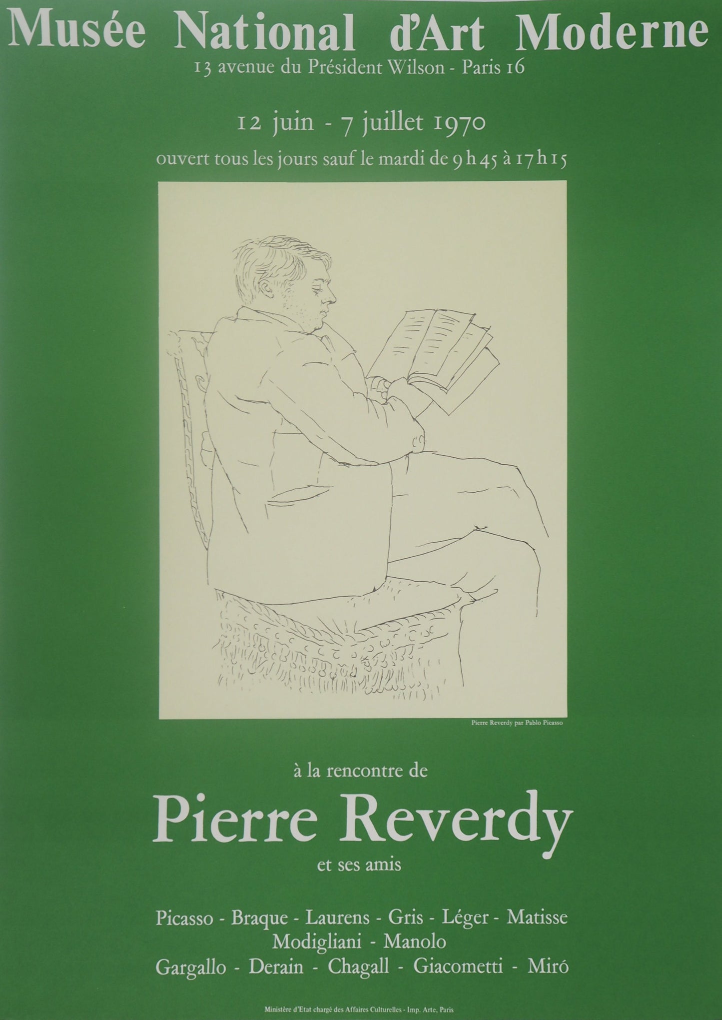 Pablo PICASSO : Portrait d'un lecteur, Pierre REVERDY - Affiche originale