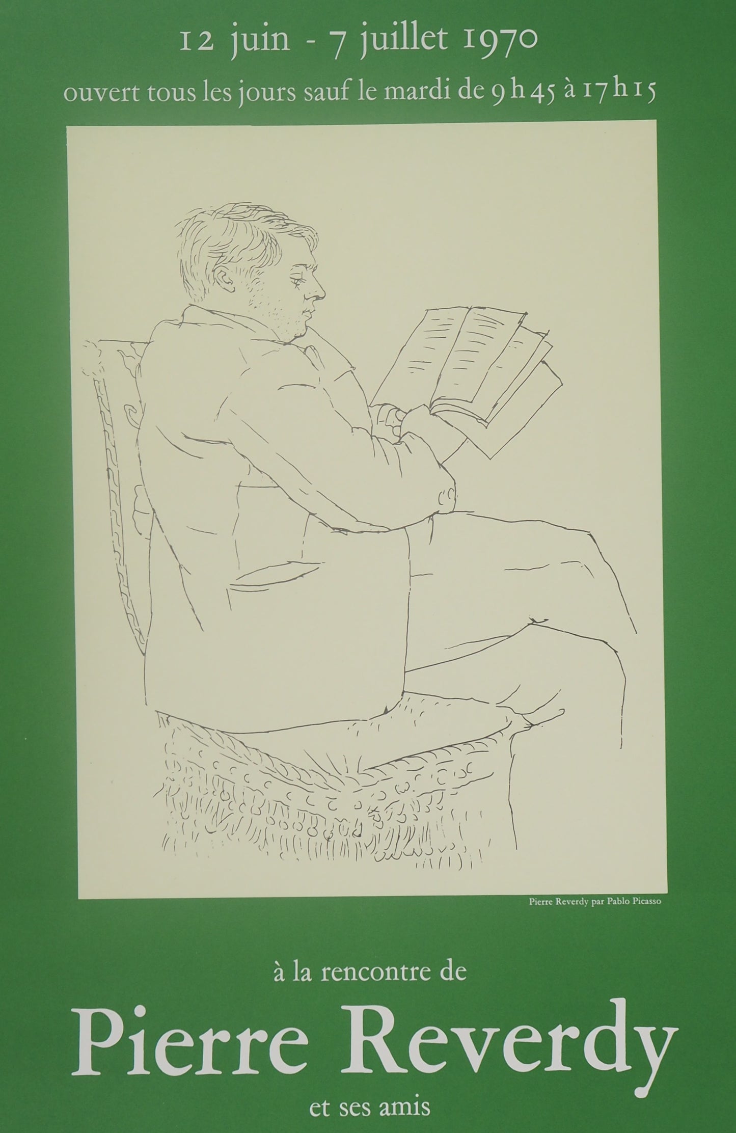 Pablo PICASSO : Portrait d'un lecteur, Pierre REVERDY - Affiche originale