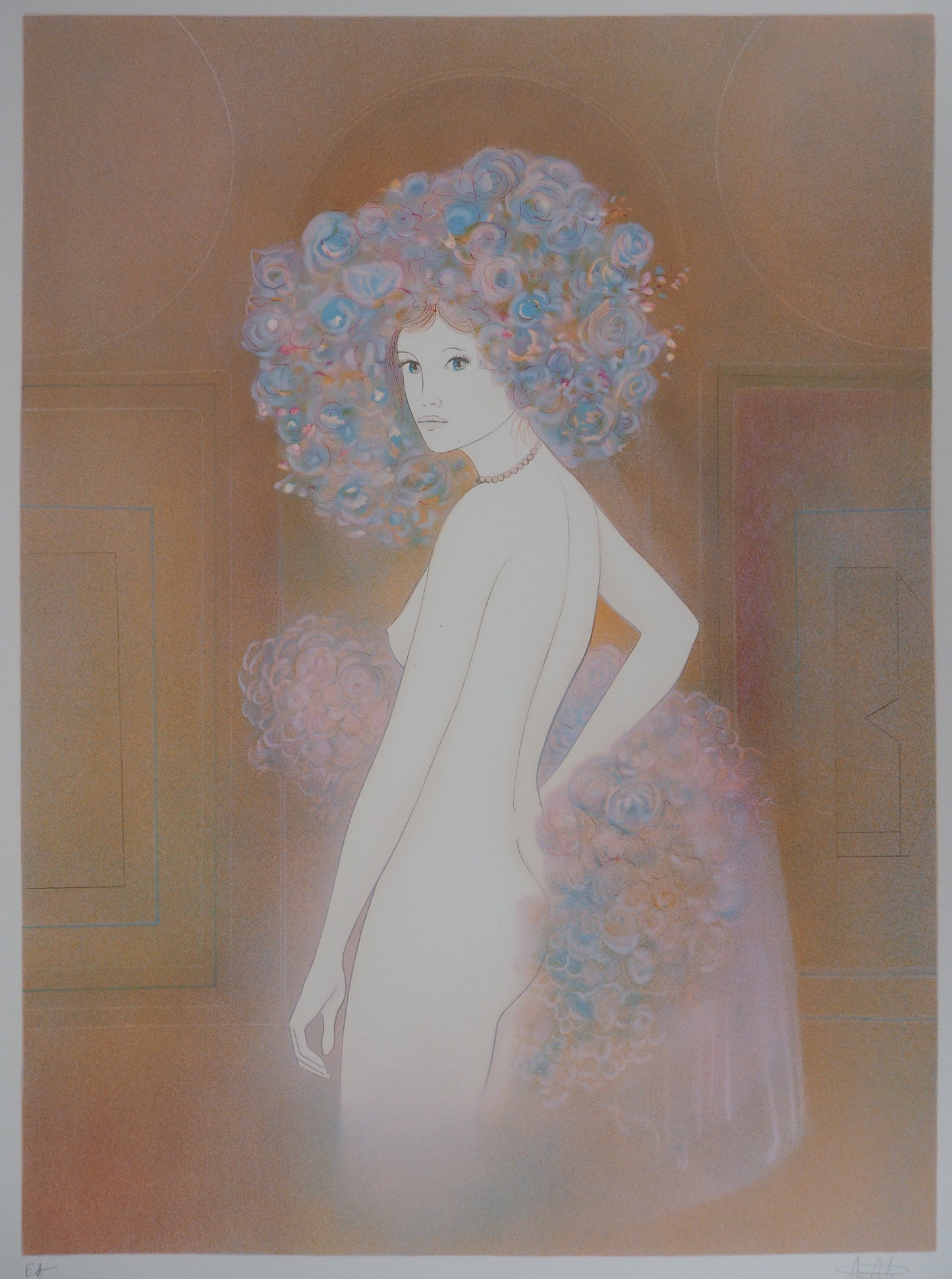 Guy RIBES : Jeune fille en fleurs - Lithographie originale signée