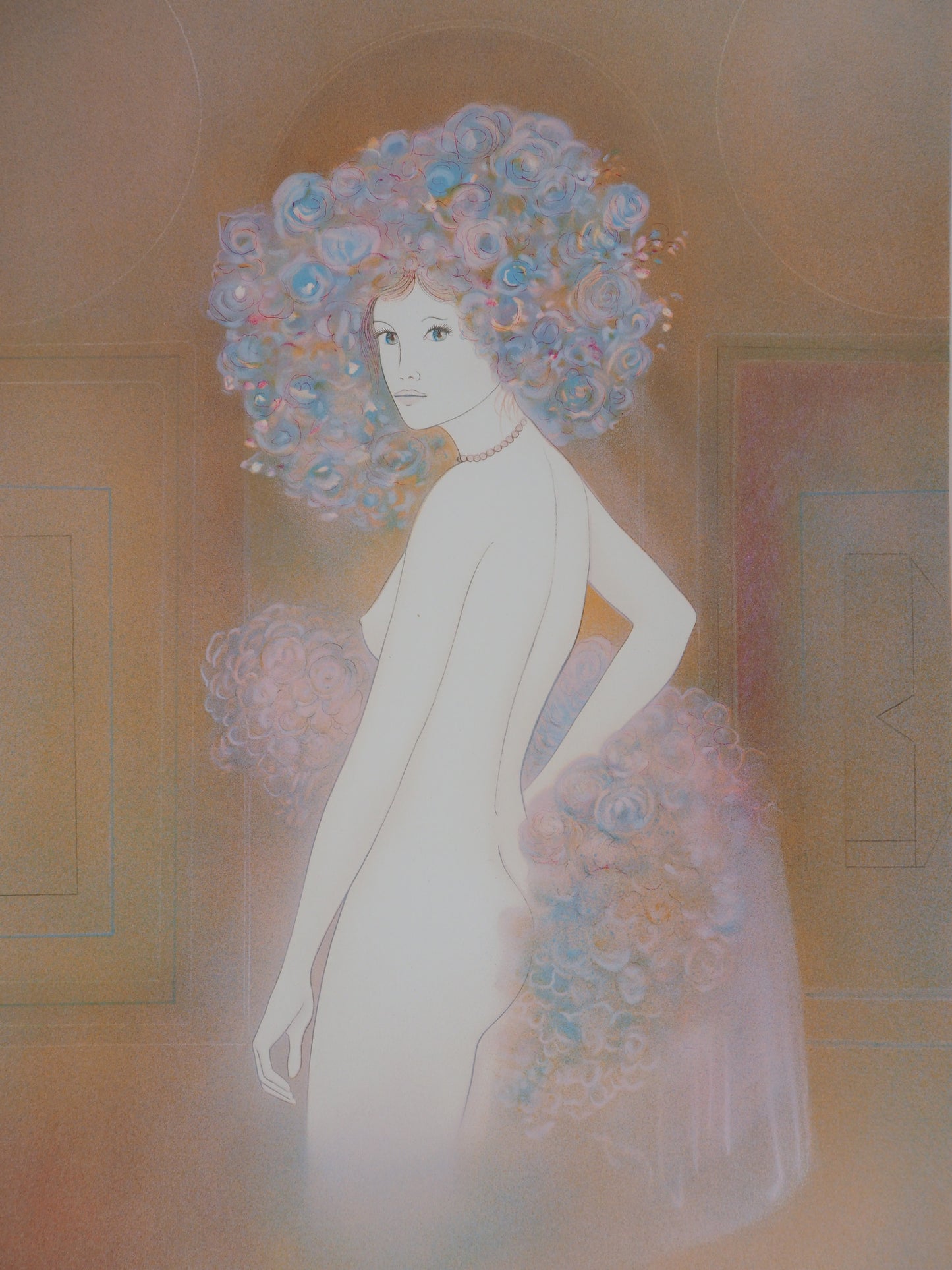 Guy RIBES : Jeune fille en fleurs - Lithographie originale signée