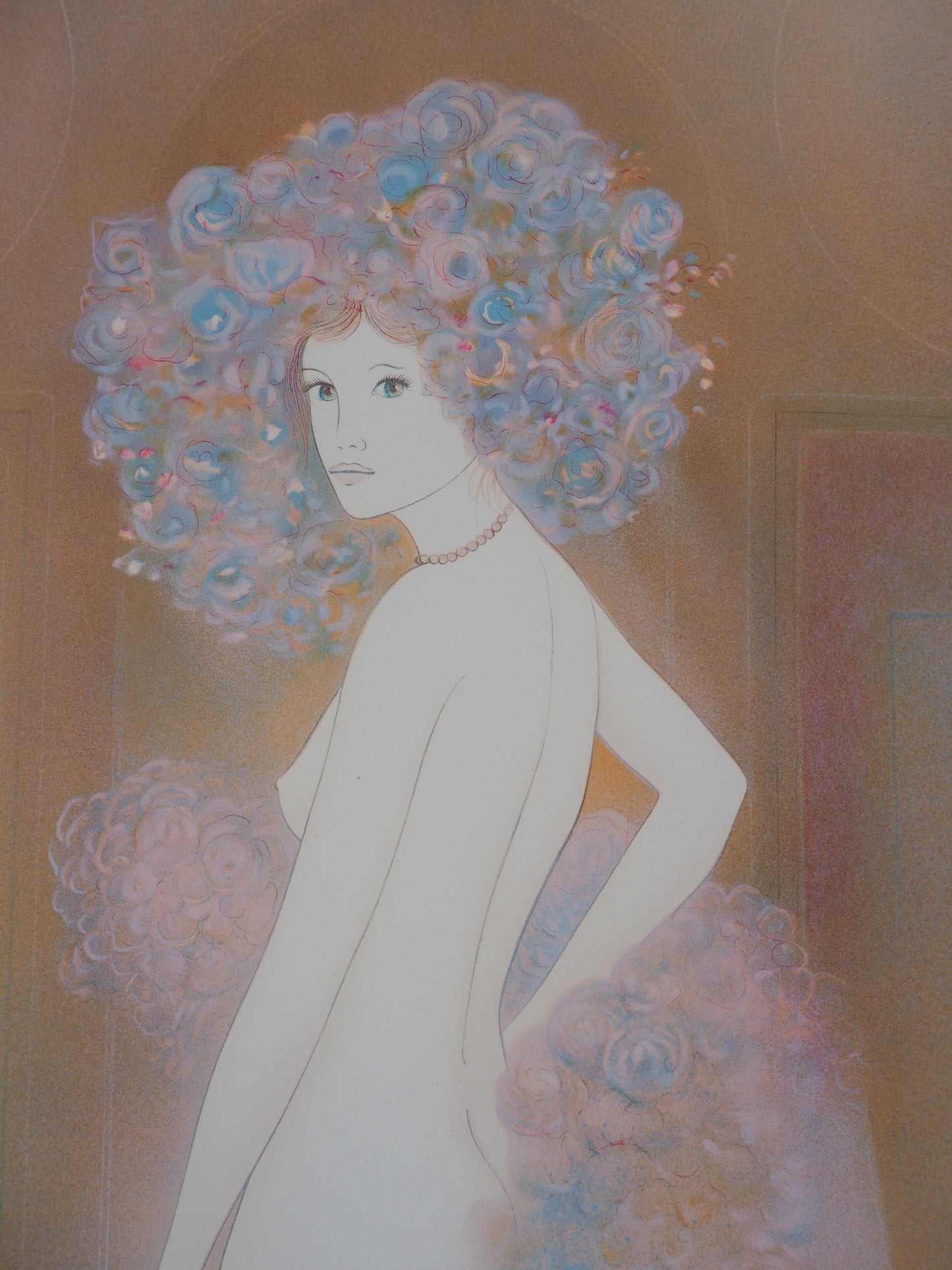 Guy RIBES : Jeune fille en fleurs - Lithographie originale signée