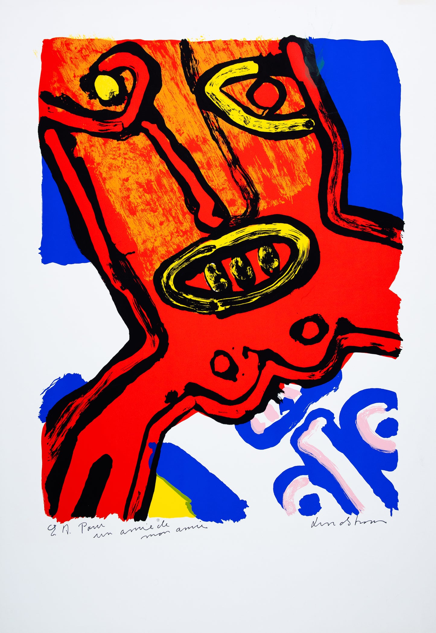 Bengt LINDSTROM : Portrait du monstre rouge - Lithographie originale signée et dédicacée