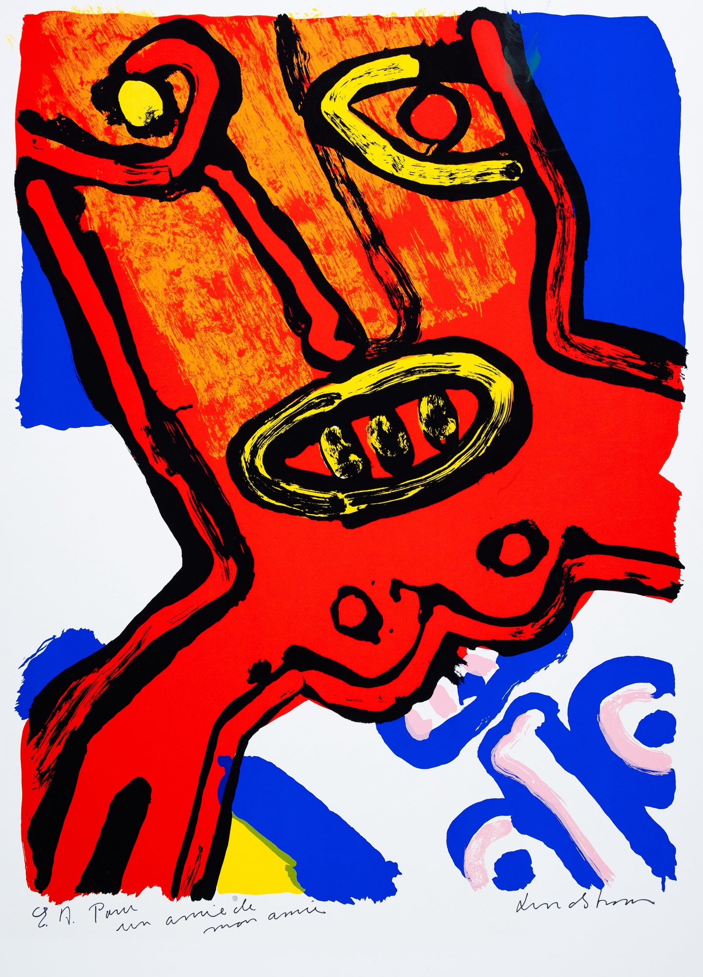 Bengt LINDSTROM : Portrait du monstre rouge - Lithographie originale signée et dédicacée