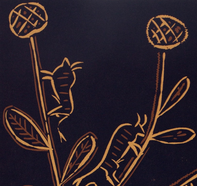 Pablo PICASSO : Plante aux toritos - Linogravure