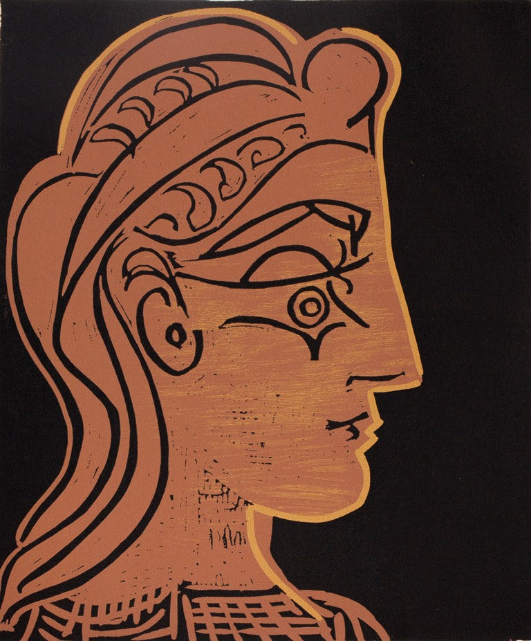 Pablo PICASSO : Femme de profil - Linogravure