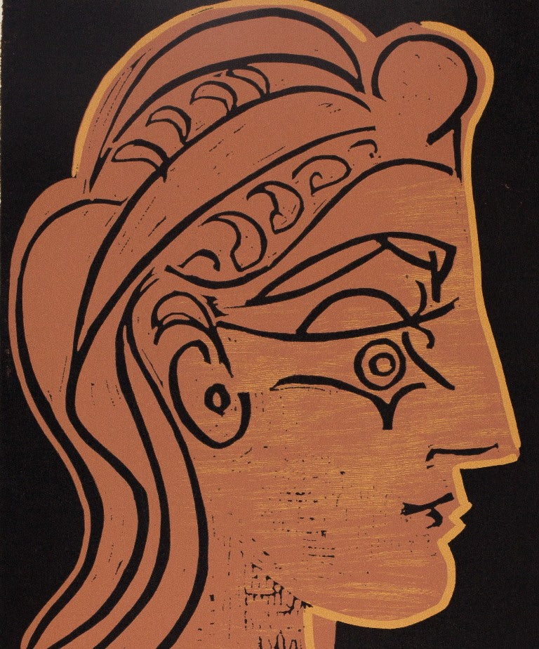 Pablo PICASSO : Femme de profil - Linogravure