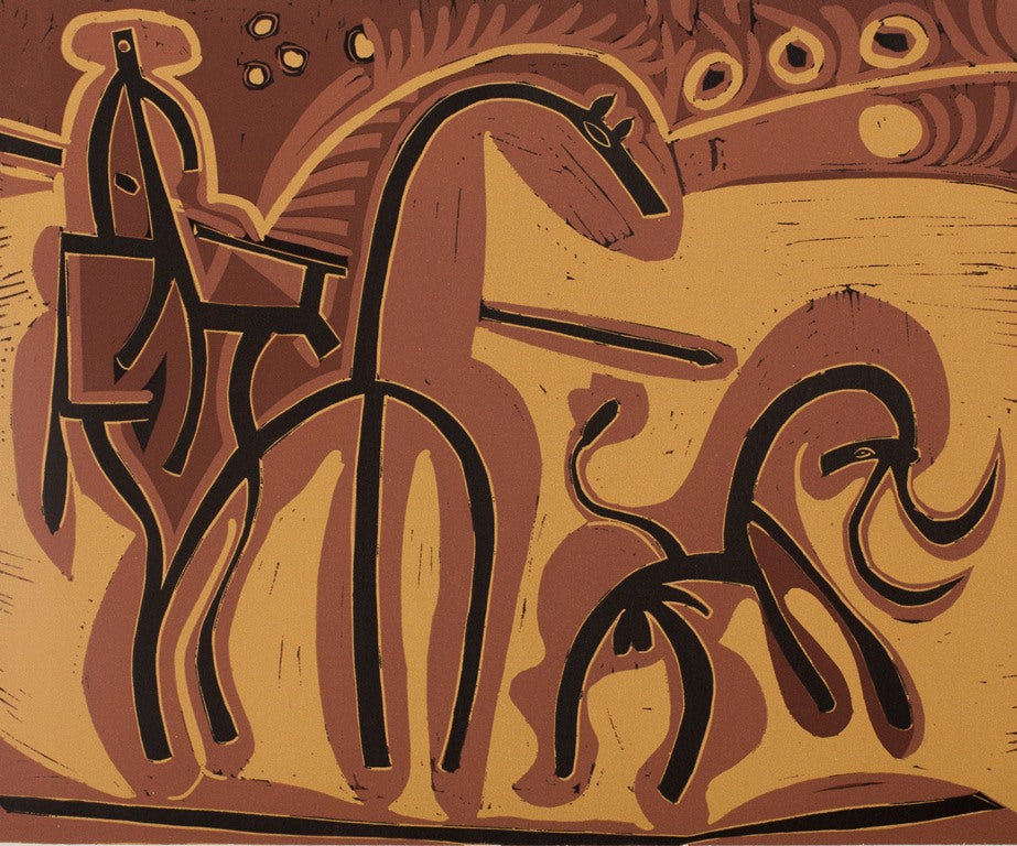 Pablo PICASSO : Picador et Taureau - Linogravure