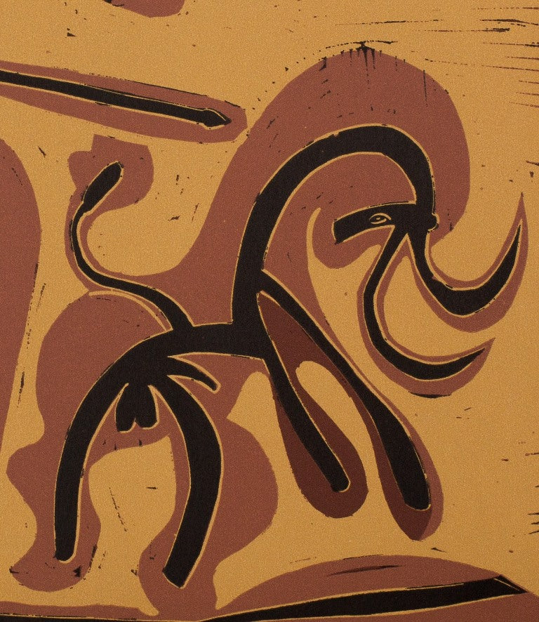 Pablo PICASSO : Picador et Taureau - Linogravure