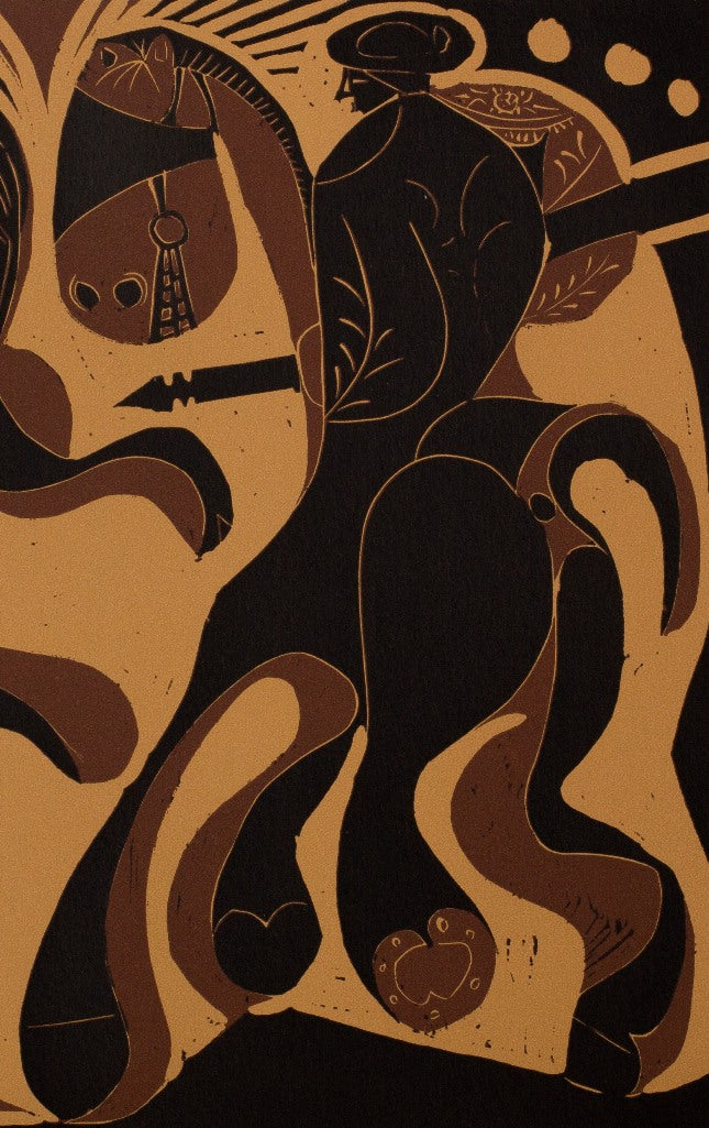 Pablo PICASSO : Picador face au taureau - Linogravure