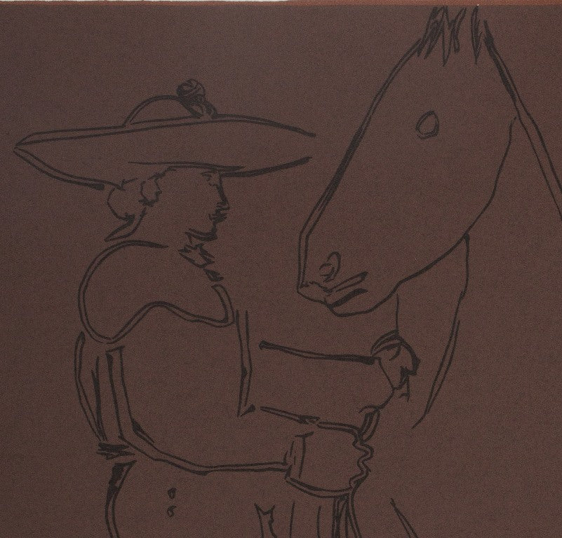 Pablo PICASSO : Picador et cheval - Linogravure