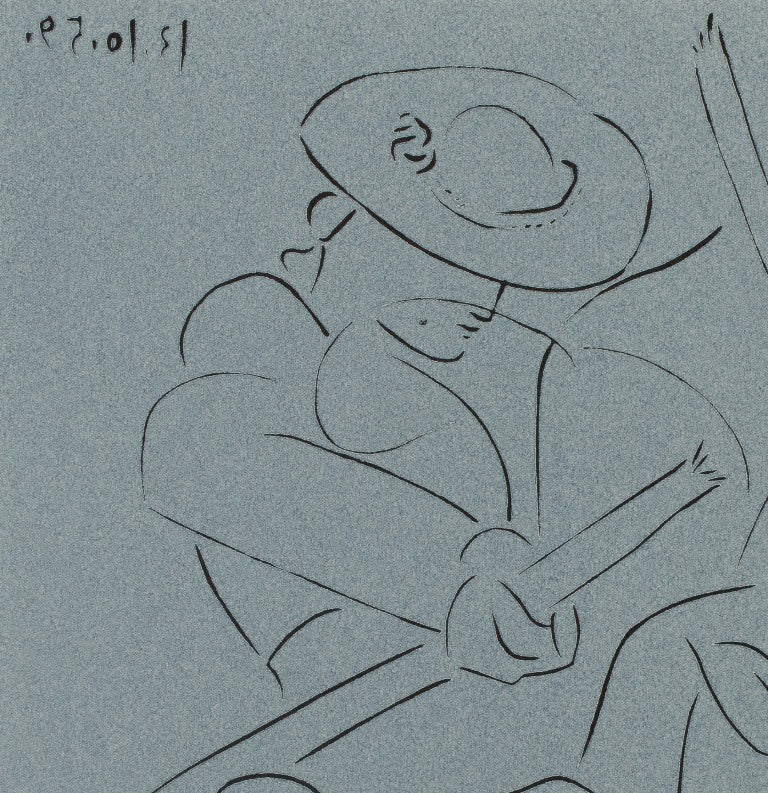 Pablo PICASSO : Taureau désarmant un picador - Linogravure