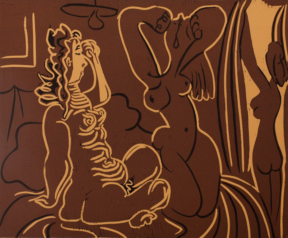 Pablo PICASSO : Femmes au réveil - Linogravure