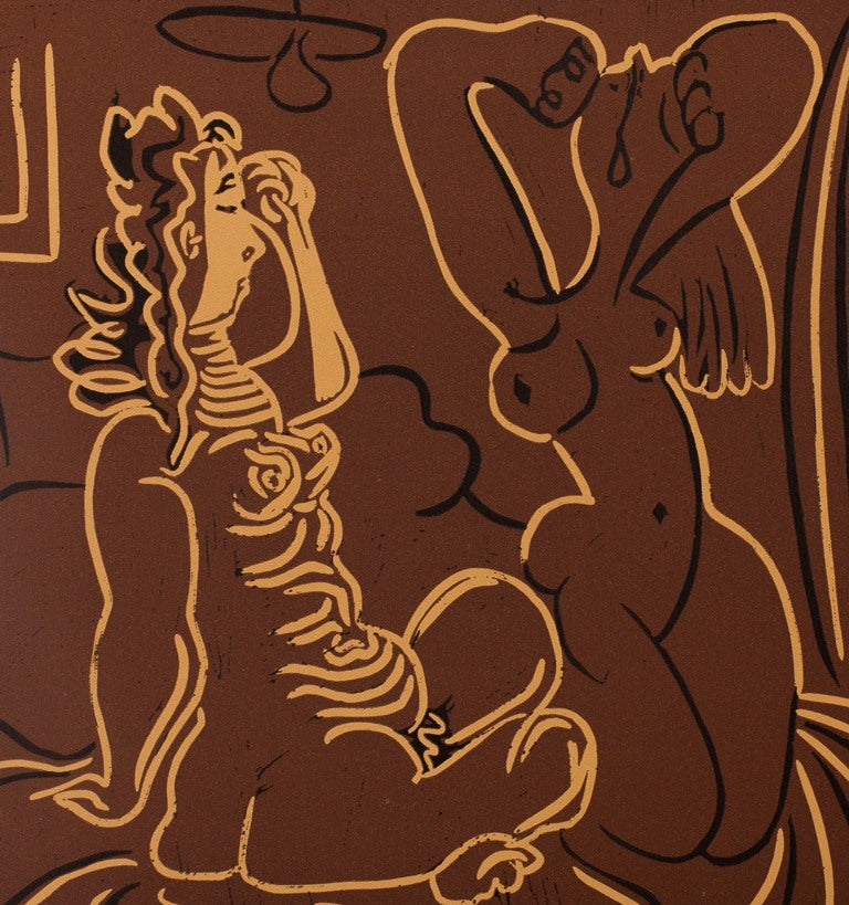 Pablo PICASSO : Femmes au réveil - Linogravure