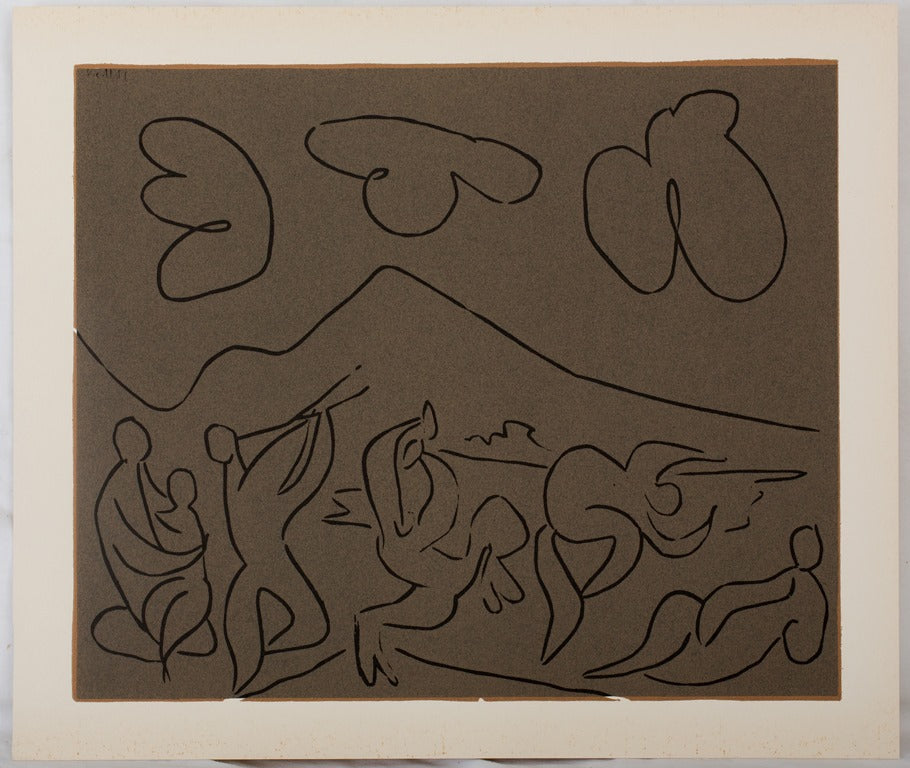 Pablo PICASSO : Bacchanale, la danse des Faunes - Linogravure