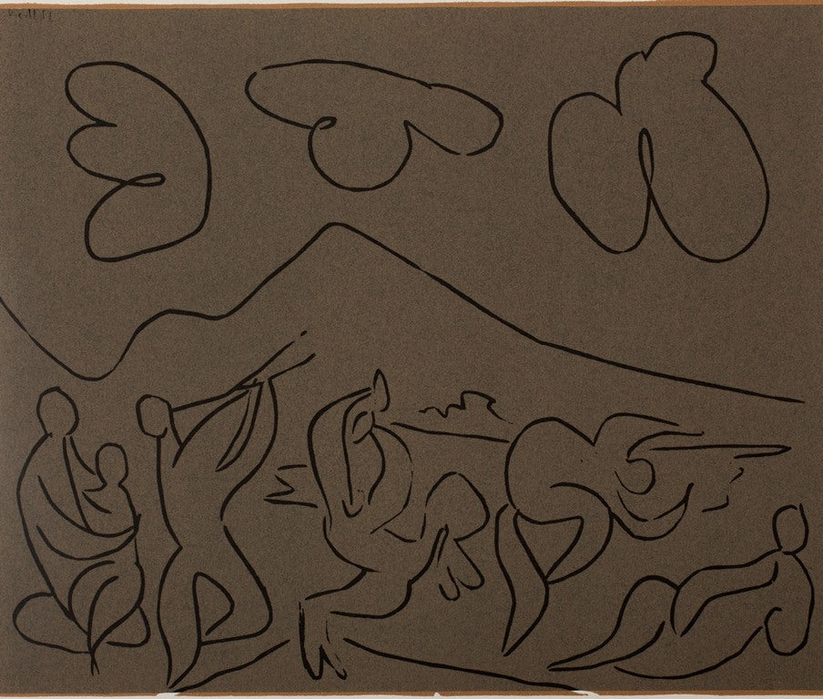 Pablo PICASSO : Bacchanale, la danse des Faunes - Linogravure