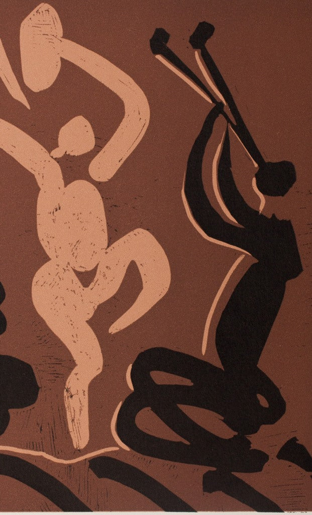 Pablo PICASSO : Danseurs et musiciens - Linogravure