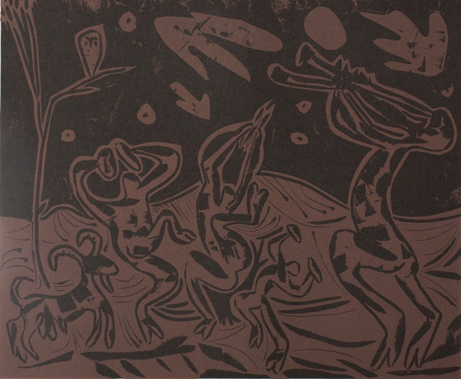 Pablo PICASSO : Les danseurs au hibou - Linogravure