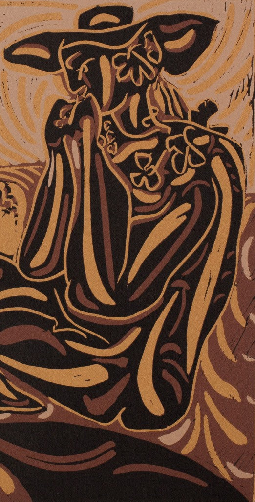 Pablo PICASSO : Vigne, les vendangeurs - Linogravure