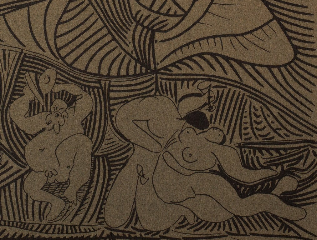 Pablo PICASSO : Bacchanale, Danse de nuit au hibou - Linogravure