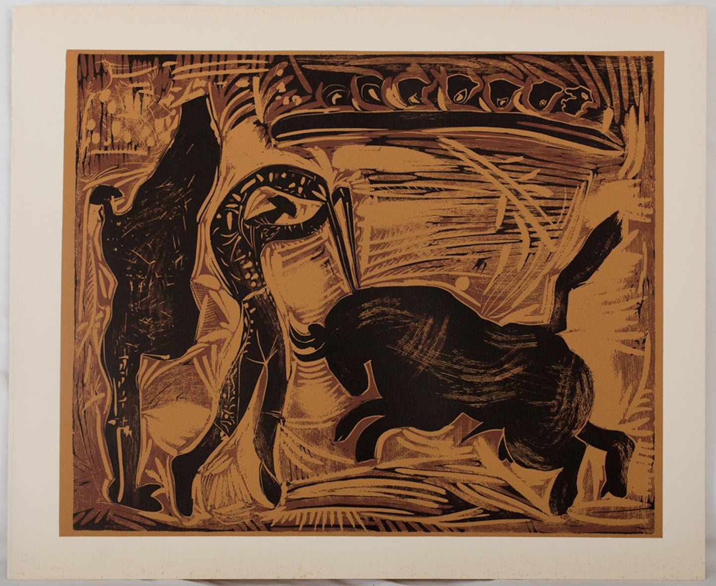 Pablo PICASSO : Les Banderilles - Linogravure