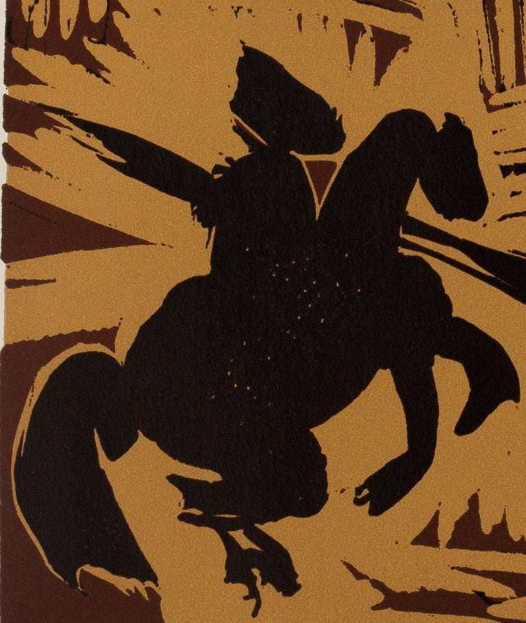 Pablo PICASSO : Taureau attaquant le Picador - Linogravure