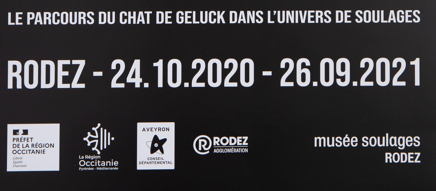 Philippe GELUCK : Le chat visite le Musée Soulages - Affiche originale