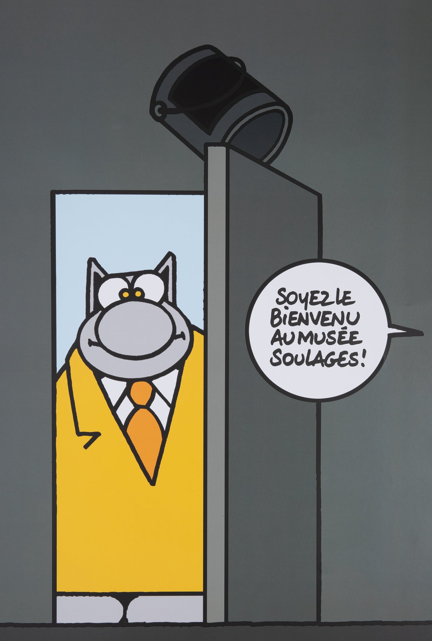 Philippe GELUCK : Le chat au Musée Soulages - Affiche originale signée