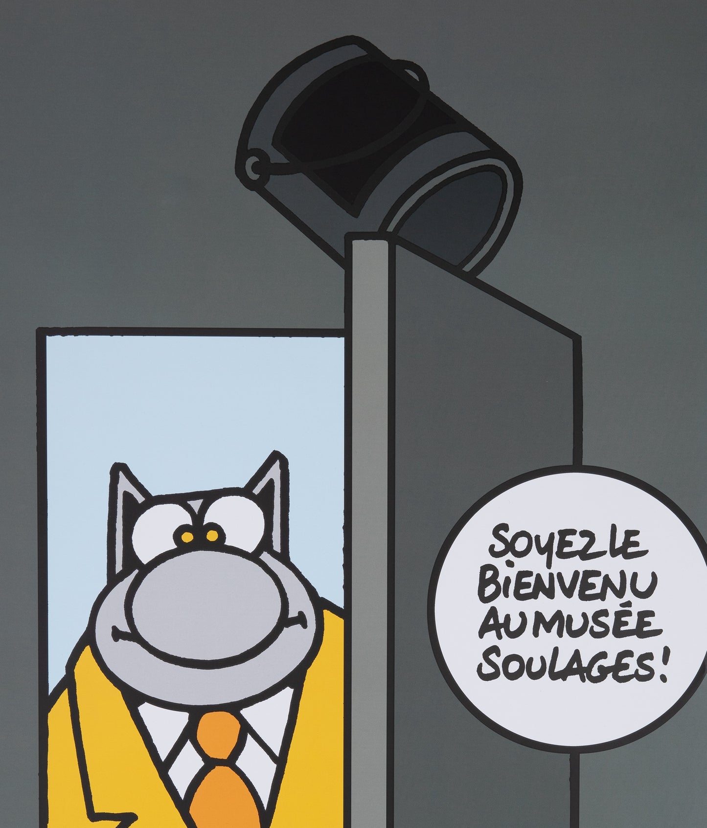 Philippe GELUCK : Le chat au Musée Soulages - Affiche originale signée