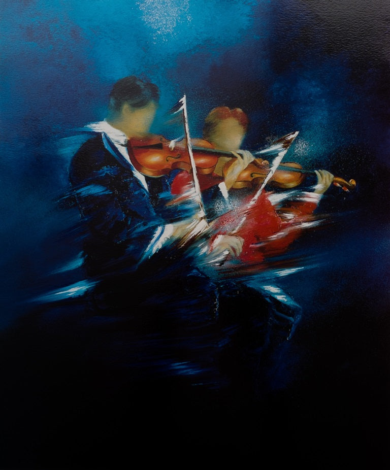 Victor SPAHN : Concert duo de violonistes - Sérigraphie originale signée