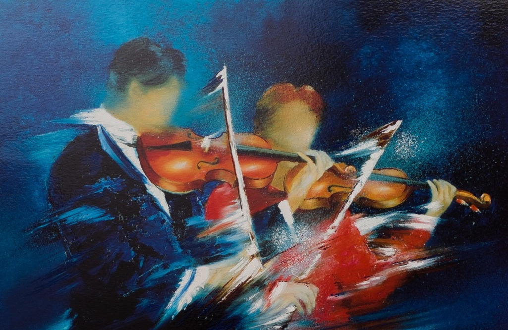 Victor SPAHN : Concert duo de violonistes - Sérigraphie originale signée